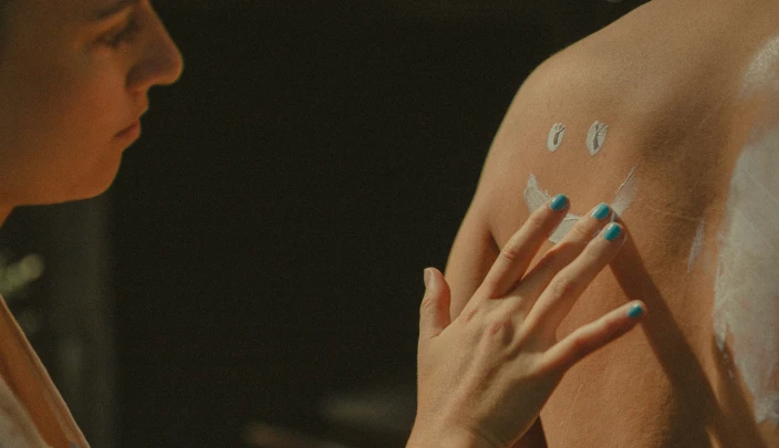 Applying sunscreen
